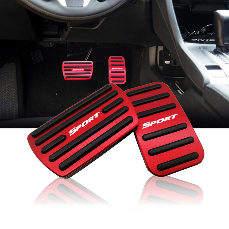 NYZAUTO Anti-Slip Performance Foot Pedal Pads Compatible with Honda 10/11th gen Civic,Auto No Drilling Aluminum Brake and Accelerator Pedal Covers Red - Image 1